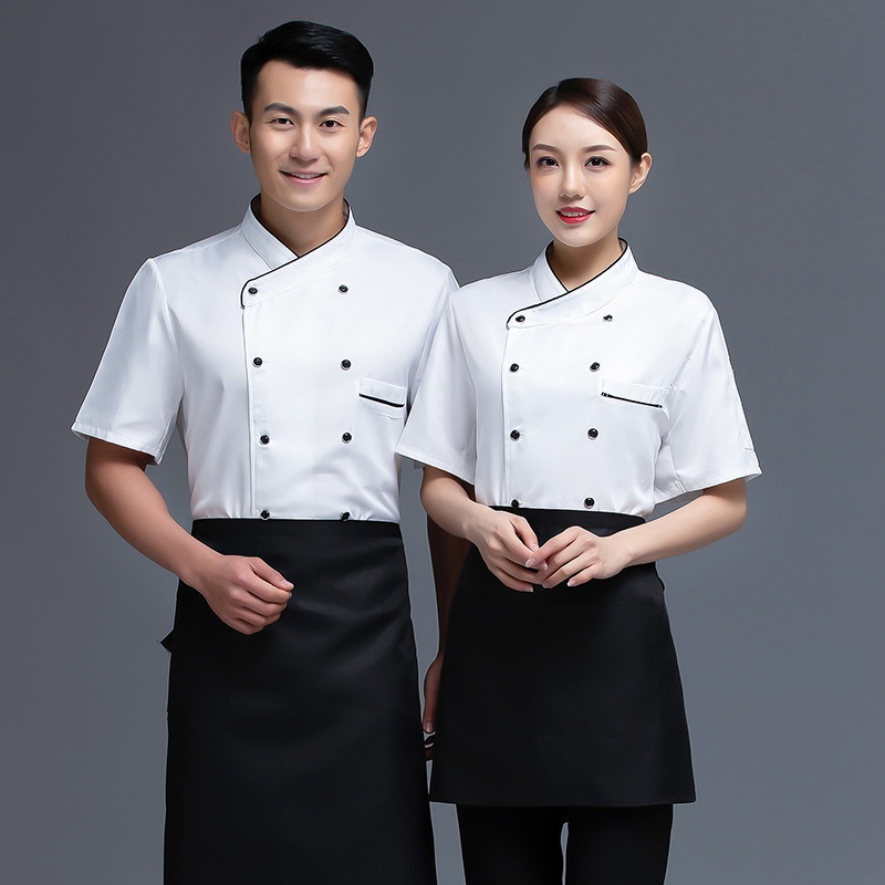 Jinrui Áo Đồng Phục Đầu Bếp Ngắn Tay Chuyên Nghiệp Làm Thủ Công Tùy Chỉnh Trang Phục Nhà Hàng Khách Sạn Cửa Hàng Bánh Canteen Bếp Mùa Hè