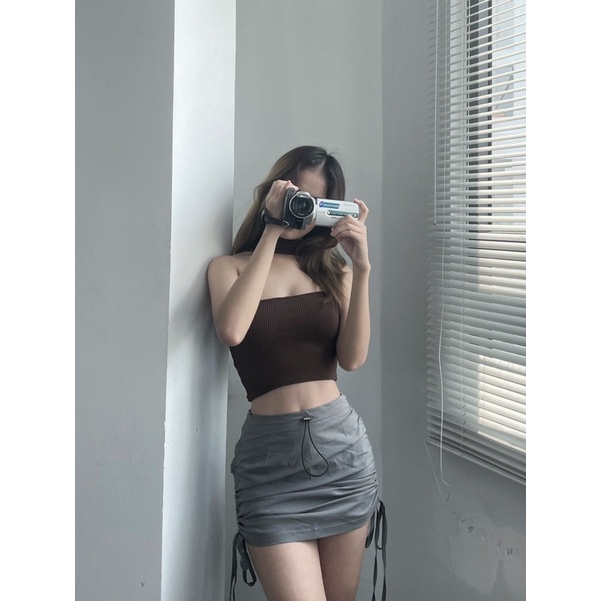 |Hình thật shop chụp| Áo croptop thun gân dây cổ | BigBuy360 - bigbuy360.vn