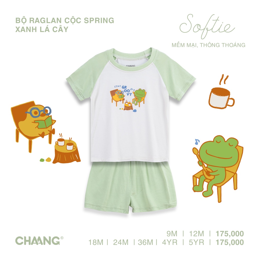 [CHAANG] Bộ raglan cộc Spring xanh lá cây