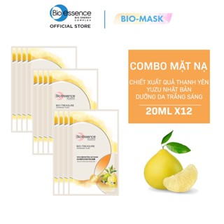 Bộ 12 miếng Mặt nạ dưỡng trắng da chiết xuất quả thanh yên Yuzu Nhật Bản Bio-essence 20ml (12 miếng x 20ml)