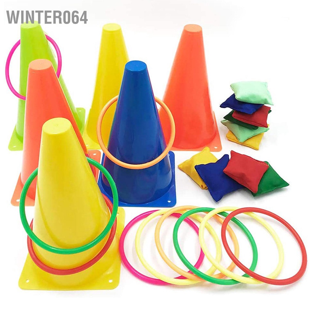 Winter064 Bộ trò chơi lễ hội Propylene với túi lưới vòng ném hình nón giao thông dành cho thể thao ngoài trời