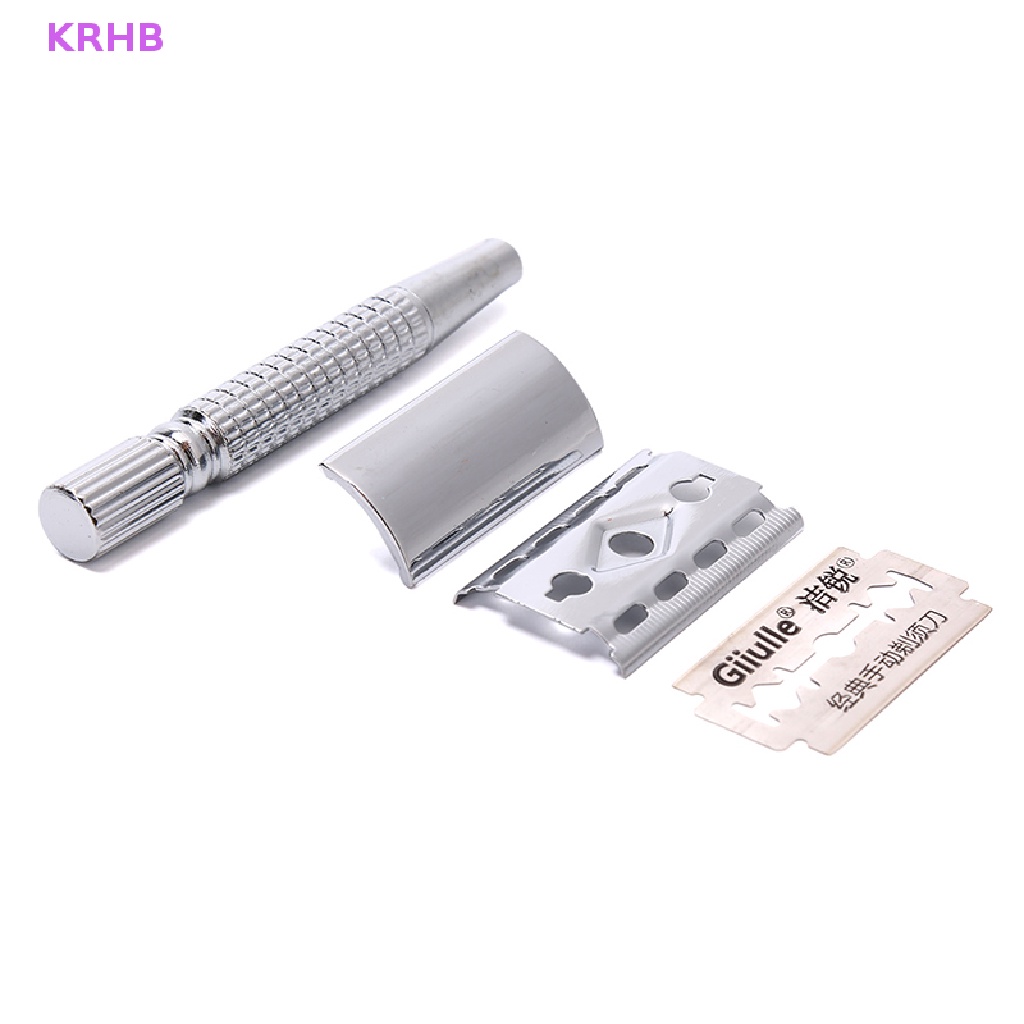 Dao Cạo Râu Tay Cầm Ngắn Hai Mặt An Toàn Cho Nam Kèm 1 Lưỡi Dao Mới