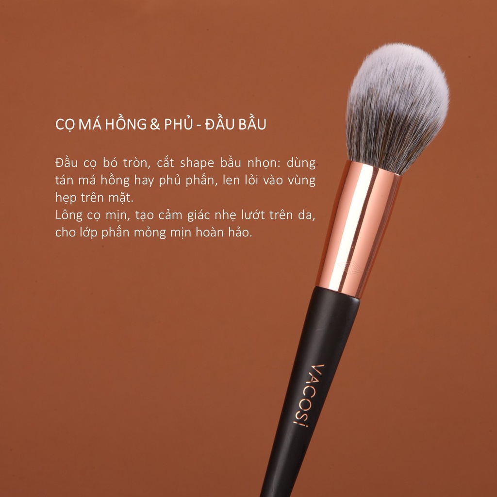 Cọ Phủ Cao Cấp Đầu Bầu Tròn VACOSI BLUSH & POWDER BRUSH - M27