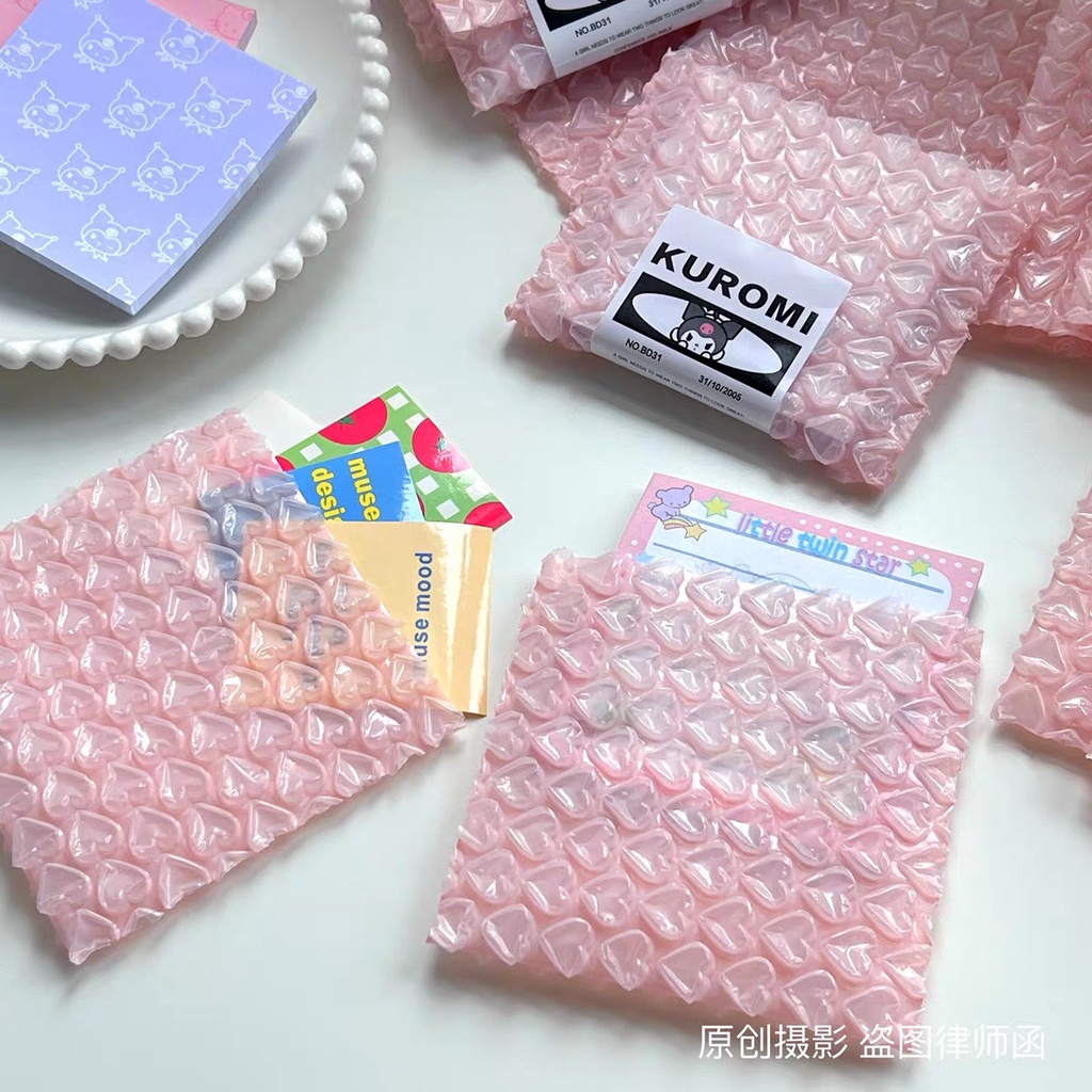 5 Túi bóng khí trái tim màu hồng đựng card, vật phẩm thần tượng, đựng quà tặng dễ thương