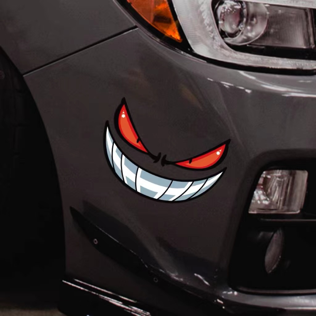 Hl Miếng Dán Phản Quang Chống Thấm Nước Hình Đôi Mắt Quỷ Độc Đáo Trang Trí Xe Hơi / Xe Máy