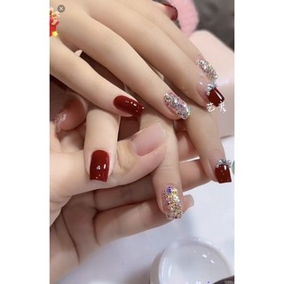 nailbox đỏ mix nhũ cá 7 màu