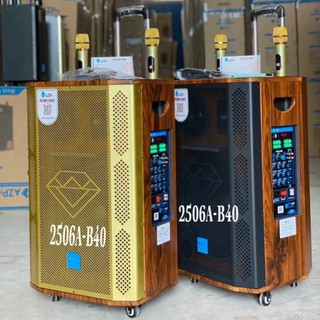 Loa kéo AZPro 2506A - Bản cải tiến có reverb - Loa kéo di động 3 đường tiếng bass 4 tấc - Tặng kèm 2 micro không dây