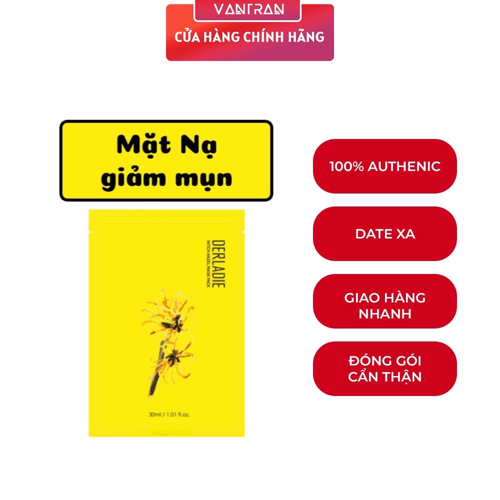 Mặt Nạ giảm mụn giảm sưng viêm Derladie Witch Hazel Mask Pack