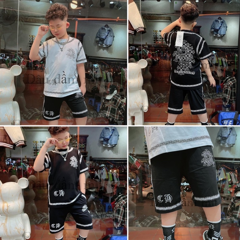 Set bộ thun cotton hình in siêu ngầu cho bé trai