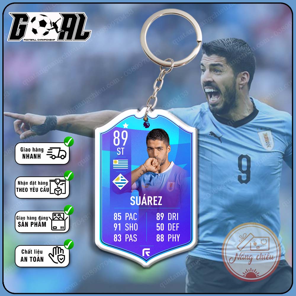 Móc khóa cầu thủ Luis Suárez thiết kế hiện đại-thẻ legend bóng đá chất lượng cao cấp mới nhất 2023 CLB Grêmio[5325-5336]