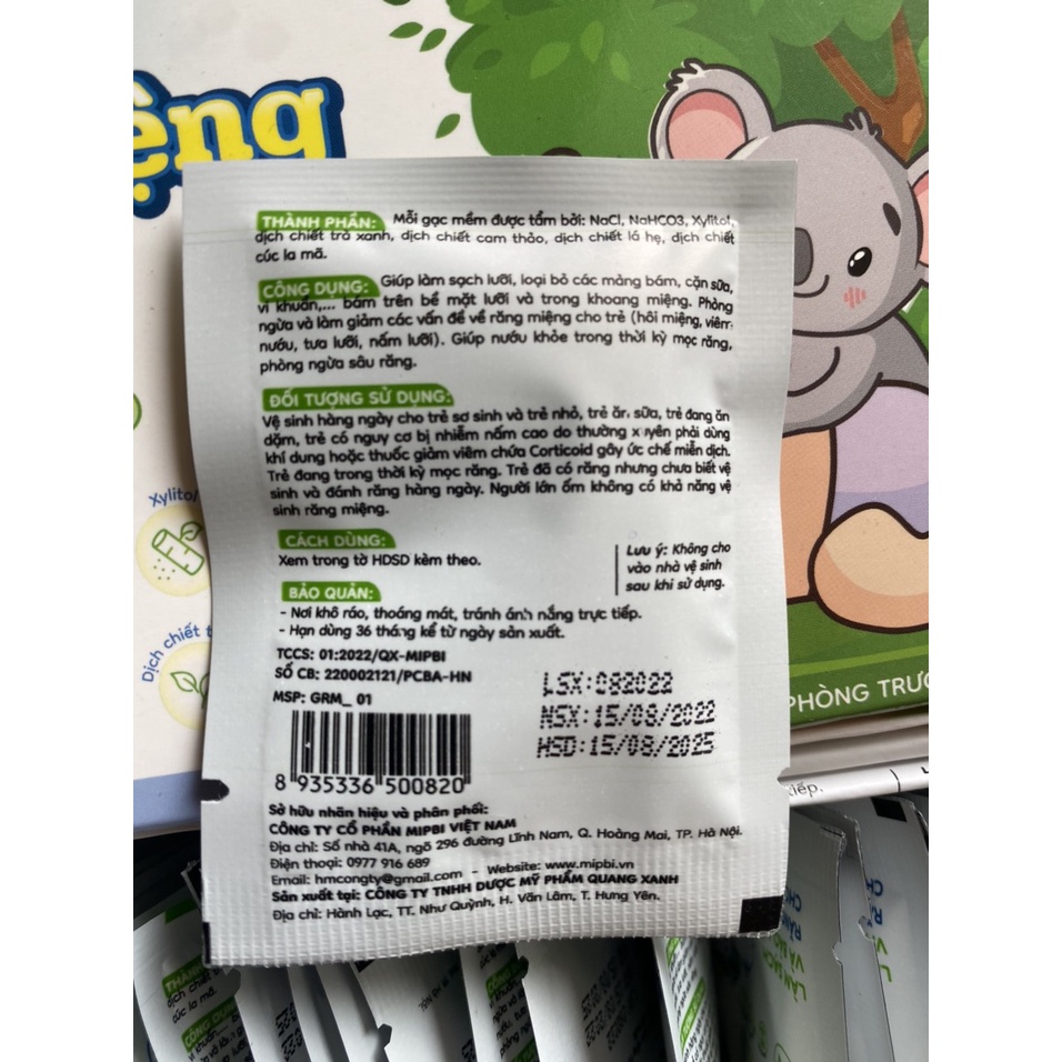 ⚡MUA 2 TẶNG 1⚡2 hộp Gạc răng miệng Mipbi hộp 30 gói tặng hộp tăm bông kháng khuẩn 180 que