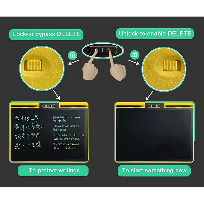 Bảng Viết LCD Lớn 16 Inch Với 2 Phím Rời Và Màn Hình (Dành Cho Địa Phương)