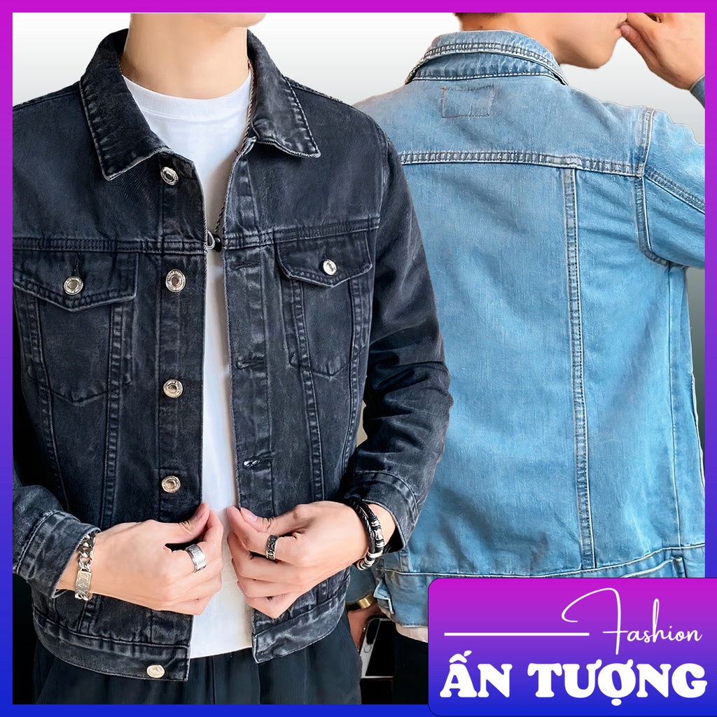 Áo khoác JEAN nam, Áo Jean mẫu CƠ BẢN Form chuẩn vải Dày CO DÃN 6 Túi hàng VNXK