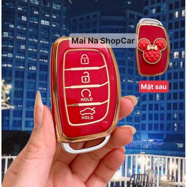 Ốp chìa khoá Hyundai Creta 2022-2023. STARGAZER Mẫu 4 nút. Đính Đá Nhân Tạo Cao Cấp Sang Trọng