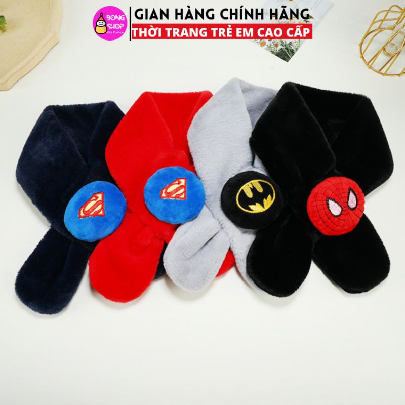Khăn quàng cồ lông thỏ siêu nhân cho bé trai siêu mềm