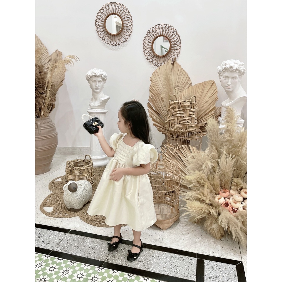 Váy taffa ánh nhũ ngọc Lennco cho bé gái