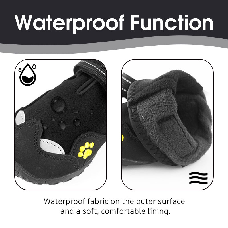HamshMoc Bộ 4 Giày Bốt Bảo Vệ Chân Chống Trượt Chống Thấm Nước Màu Phản Quang Thoải Mái Khi Đi Ngoài Trời Cho Thú Cưng Cỡ Vừa Và Lớn