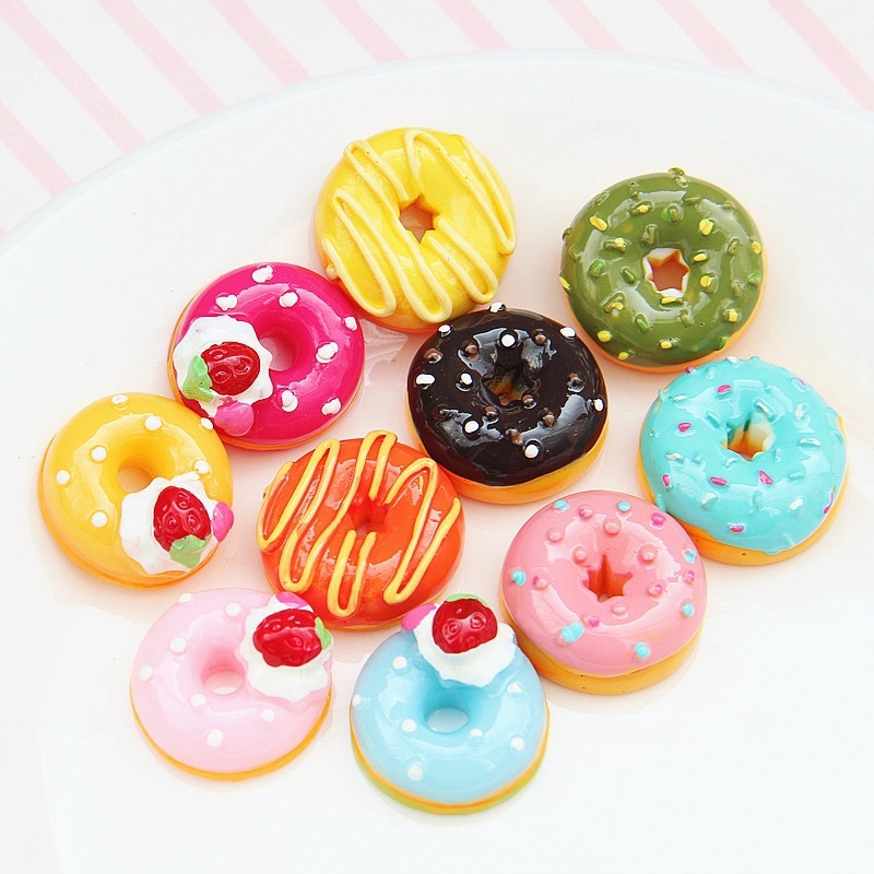 Set 10 Bánh Donut Bằng Resin Dễ Thương Dùng Trang Trí Sổ Tay