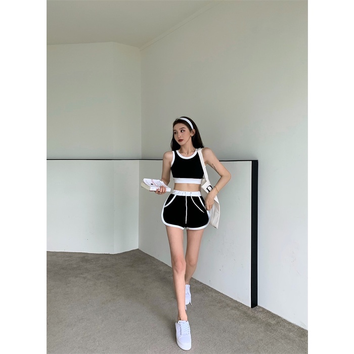 DUNEA Set Áo Tank Top + Quần Sọt Thể Thao Quyến Rũ Cho Nữ