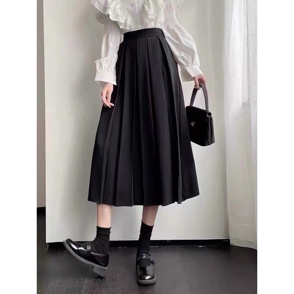 Chân váy Midi xòe dáng dài xếp ly to có BIGSIZE đi làm đi chơi đi học xinh chất tuyết mưa dày dặn CV40