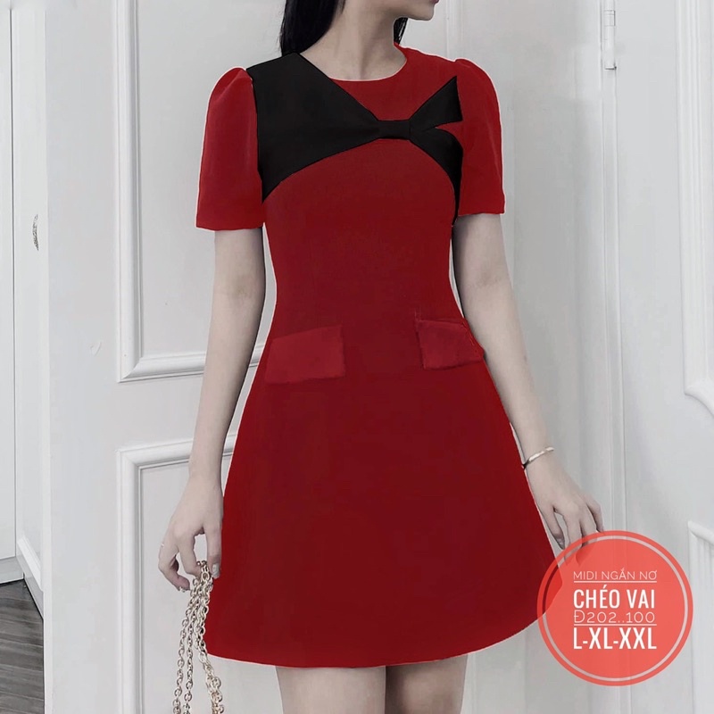 Đầm midi xoắn vai 60-90kg