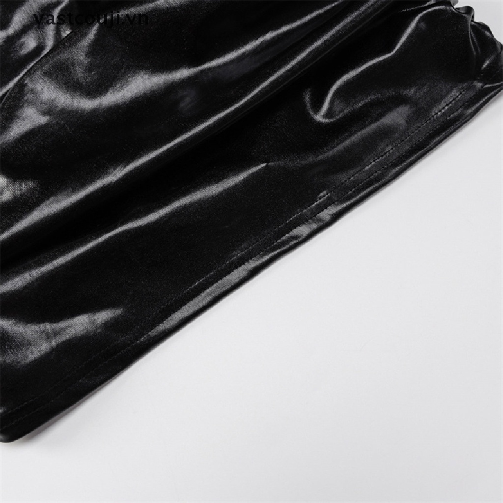 Đầm Da Pu Tay Dài Cổ Lọ Ôm Dáng Quyến Rũ Hợp Thời Trang