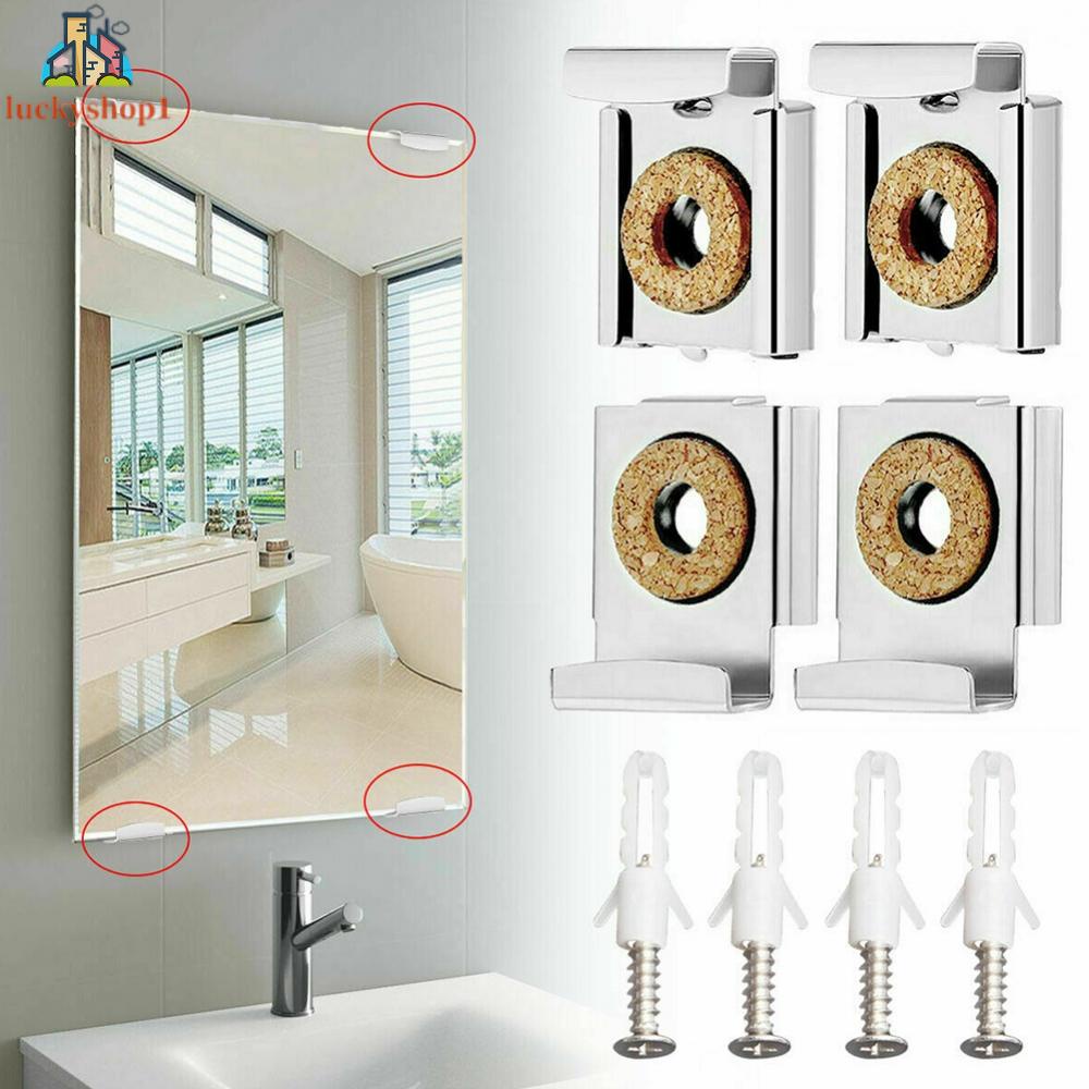 1 Bộ Kẹp Cố Định Gắn Tường Không Khung Bằng Chrome