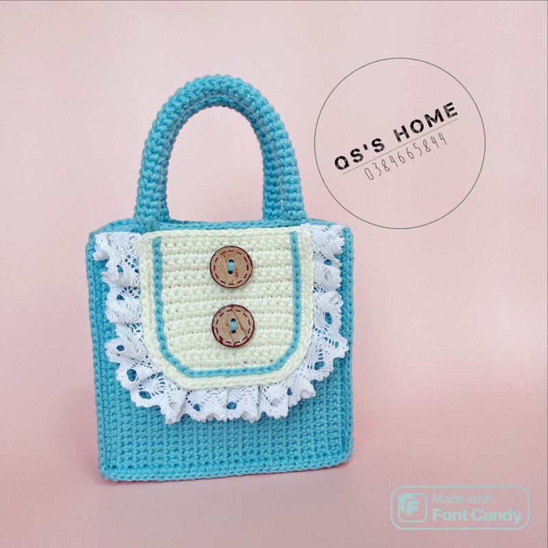Túi xách len Handmade xinh xắn cho bé - có khoá kéo