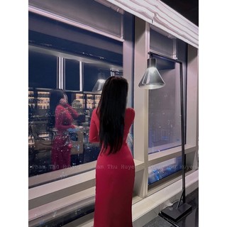 Đầm xẻ nhún eo