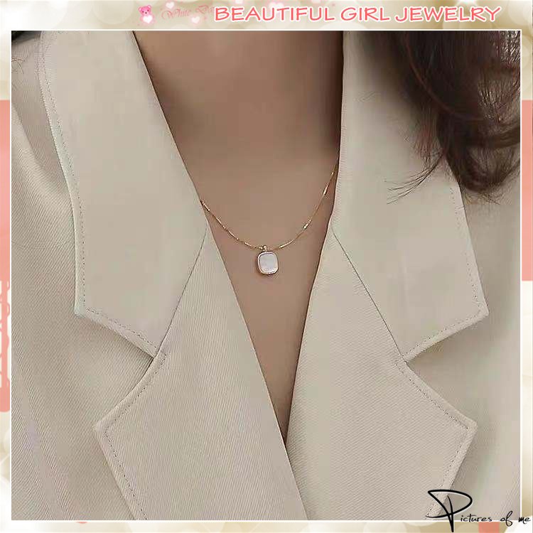 Vòng cổ Kim Loại Mặt Vuông Màu Bạc / Vàng Thời Trang Cho Nữ Màu Sắc