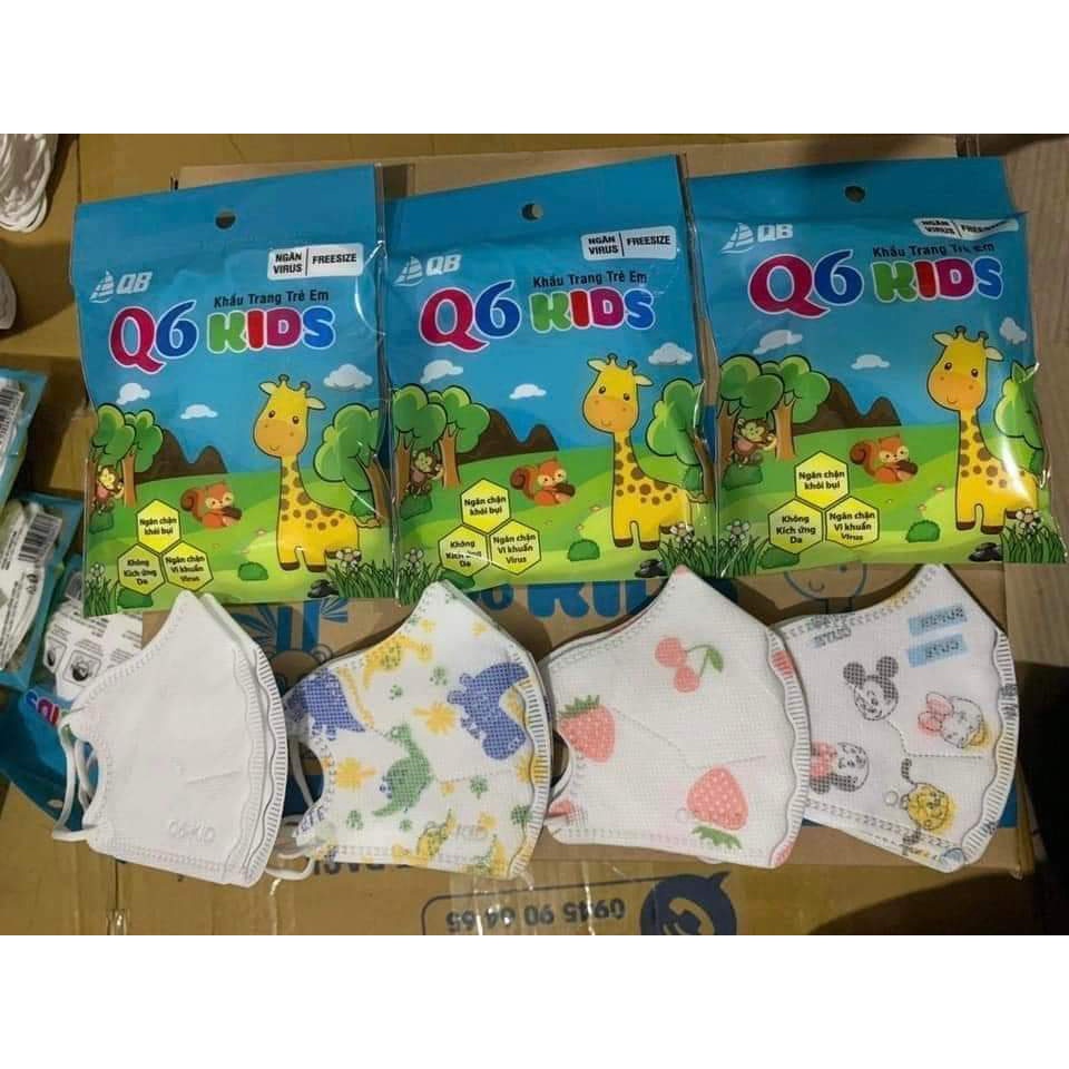 ưu đãi 100c khẩu trang trẻ em 6Dvá 5d Kids nhiều hình cho bé trai/gái từ 3-8t Ôm mặt dễ thở'