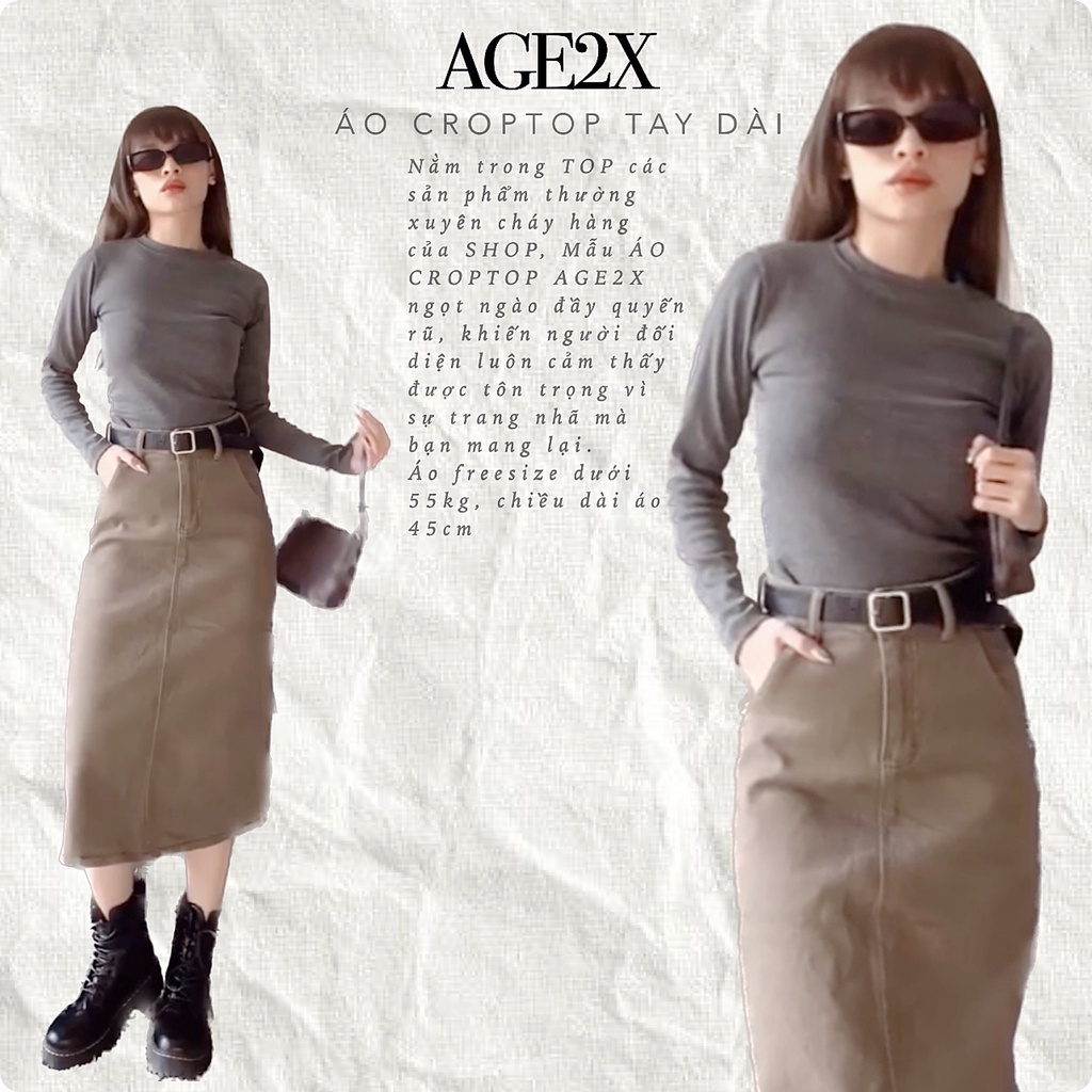 Áo Croptop Tay Dài Ôm Body tạo nét sexy thanh lịch cho girl sành điệu