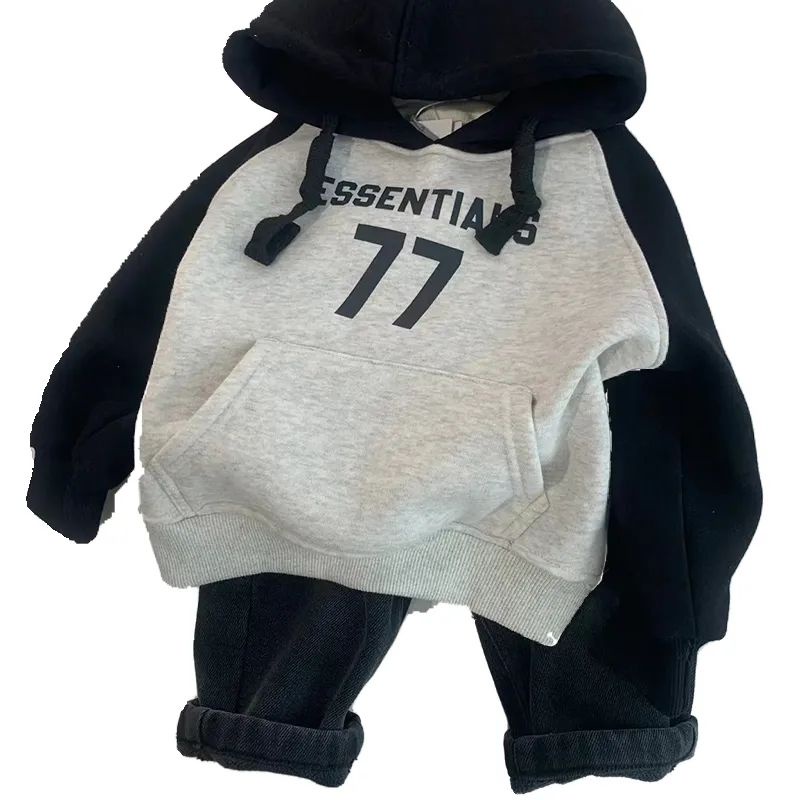 Áo Nỉ Có Mũ Trùm Bằng Vải Lông Cừu Dày Phong Cách Hàn Quốc Thời Trang Thu Đông Hàng Mới 2023 Dành Cho Bé Trai Và Bé Gái