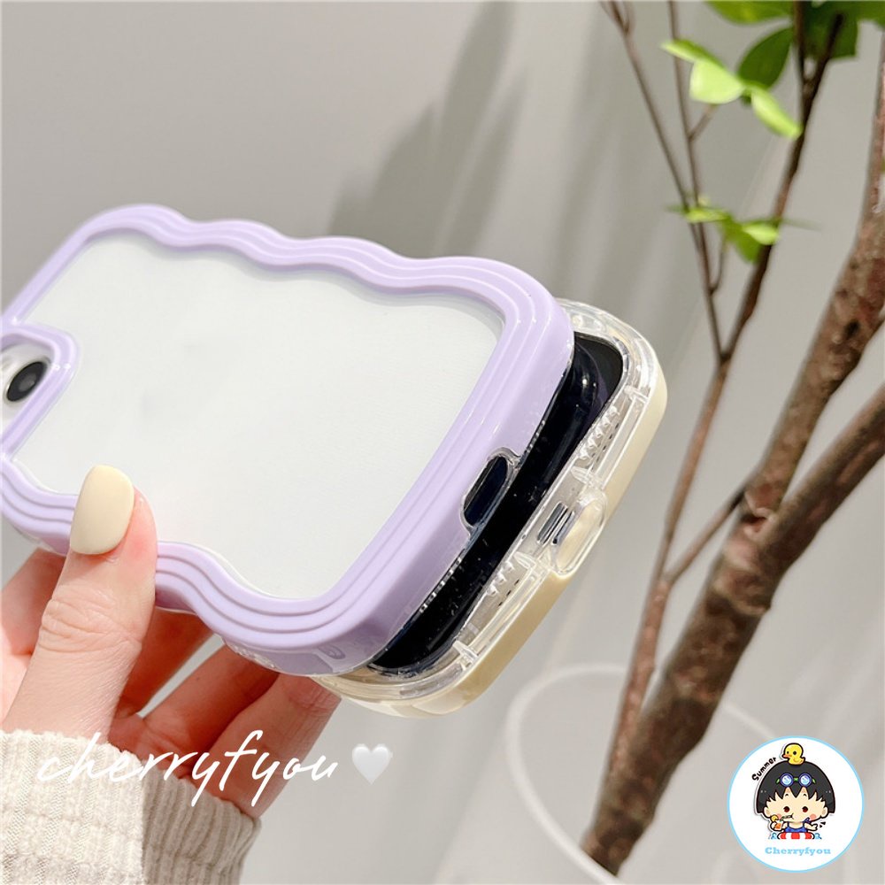 Ốp Điện Thoại Trong Suốt Viền Gợn Sóng Màu Kẹo Chống Trượt Cho IPhone 14 13 12 11 Pro Max 8 7 Plus X XS XR