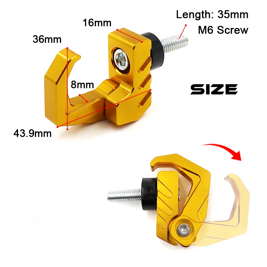 Móc Treo Mũ Bảo Hiểm Xe Máy E-bike Thiết Kế Mới Gấp Gọn Bằng Hợp Kim Nhôm