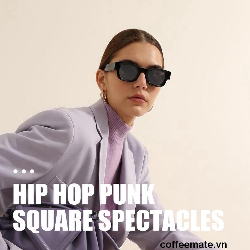 【coffeemate】⚡ Kính vuông nhỏ Kính râm phân cực phong cách Âu Mỹ Hip-hop Punk