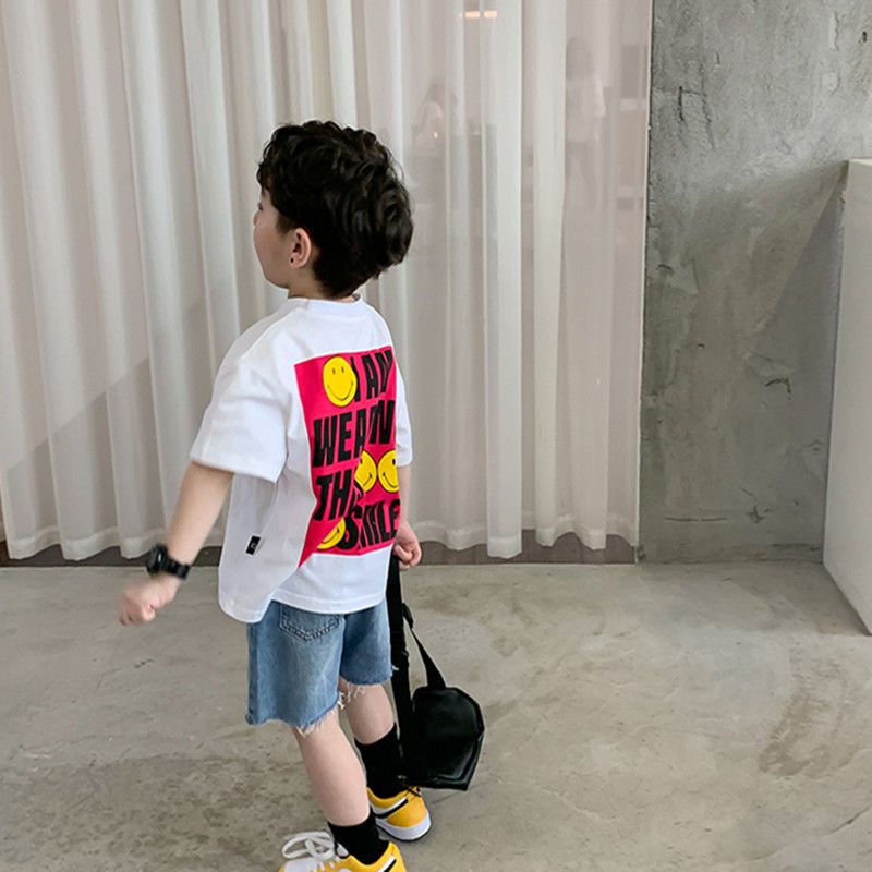 Áo Thun Tay Ngắn Chất Liệu Cotton In Họa Tiết Thời Trang Mùa Hè Hàn Quốc Mới Cho Bé Trai