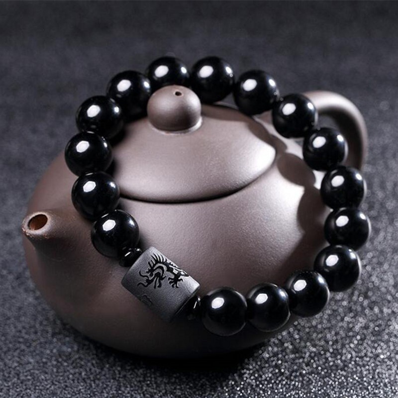 Vòng Tay Chuỗi Hạt Đá Obsidian Phong Cách Dân Tộc Giúp Giảm Căng Thẳng