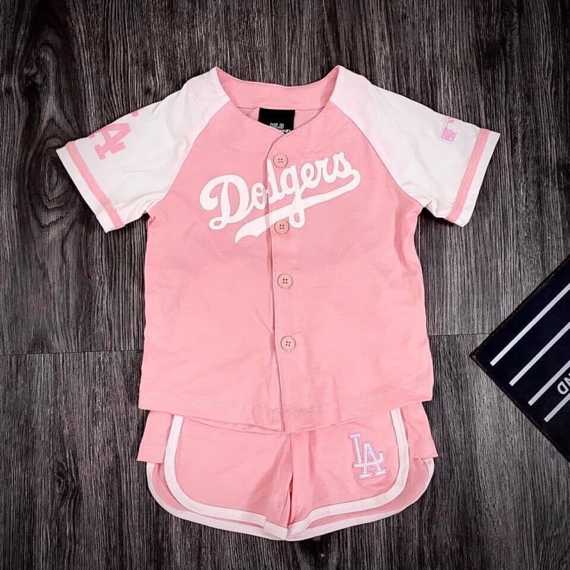 bộ bóng chày MLB hồng cá tính cho bé
