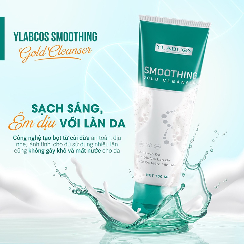 Sữa rửa mặt vàng Smoothing Gold Cleanser DR.LACIR làm sach da dịu nhẹ cho da nhạy cảm 150ml