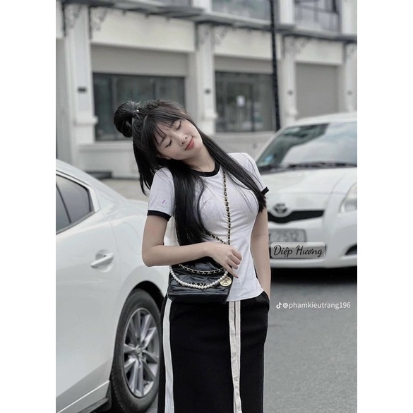 Set Áo Tăm Phối Chân Váy Dáng Dài Siêu Tôn Dáng Mã CH1