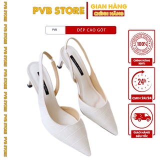 Giày sandal cao gót PVB STORE - Giày sandal cao gót da sần bít mũi dép sandal cao gót 7 phân gót nhọn size 35 đến 39