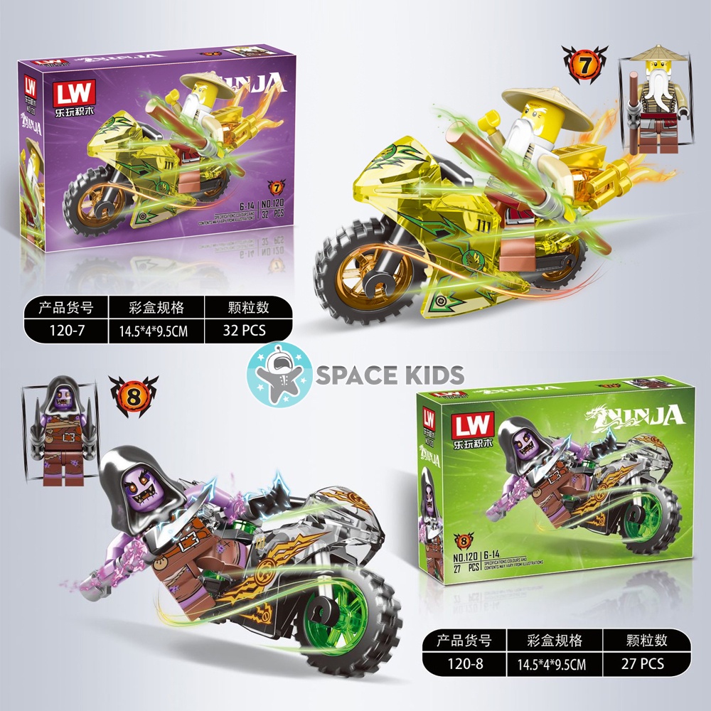 Đồ chơi lắp ráp mô hình Ninja_go Minifigure đua xe máy 25-31 chi tiết cho bé