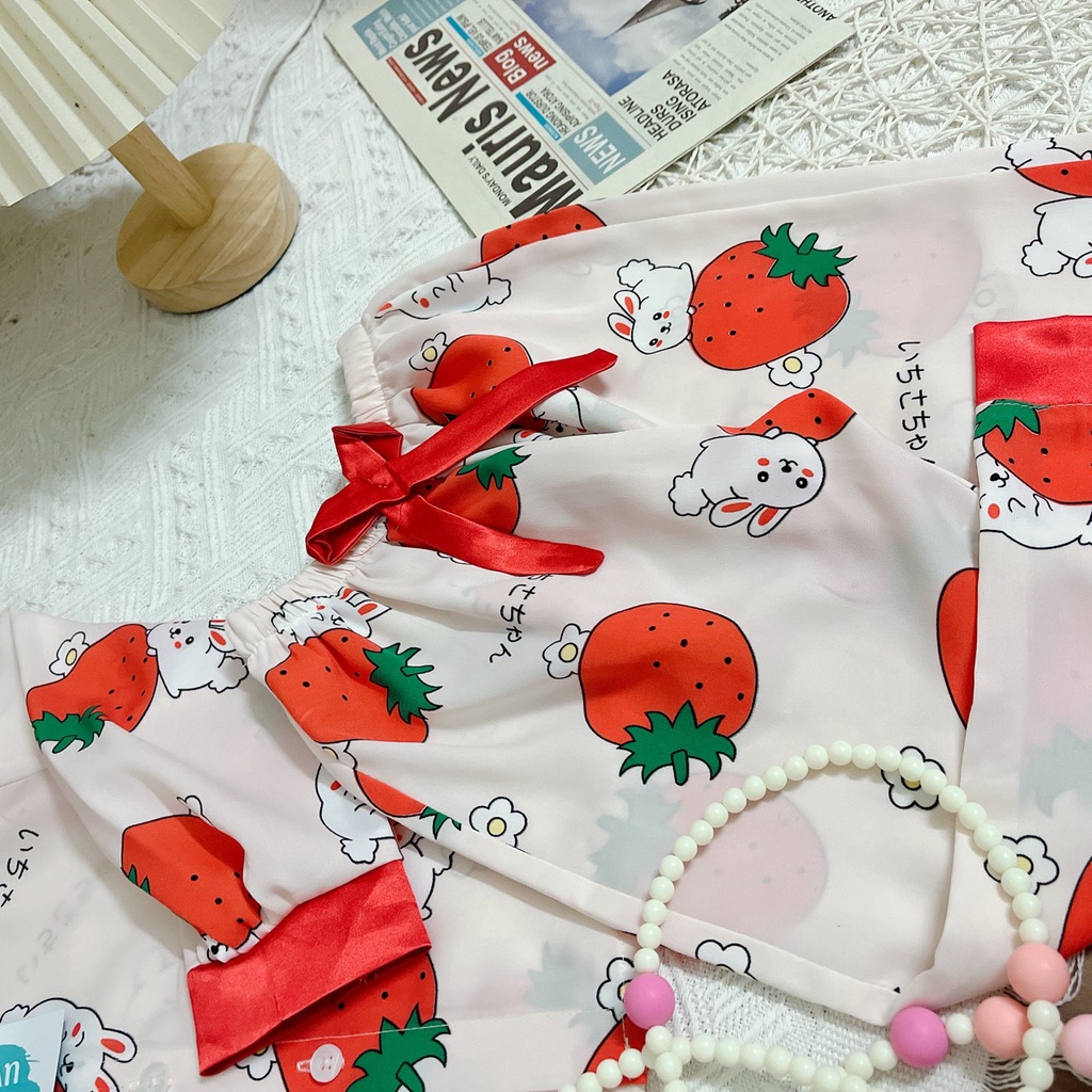 Đồ Bộ Bé Gái Mặc Nhà dài tay cao cấp Pijama Lụa Cao Cấp Cho Bé