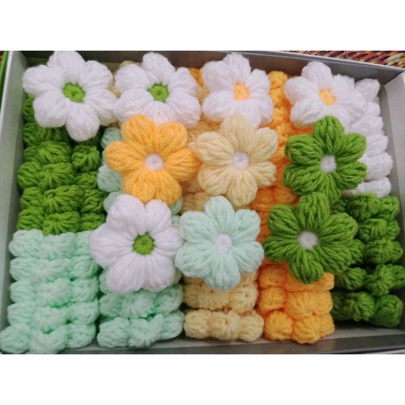 Hoa len mini làm túi xách, áo handmade nhiều màu