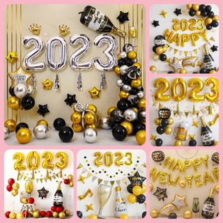 Sét bóng trang trí tết happy new year trang trí tết - Bóng trang trí tết công ty, gia đình