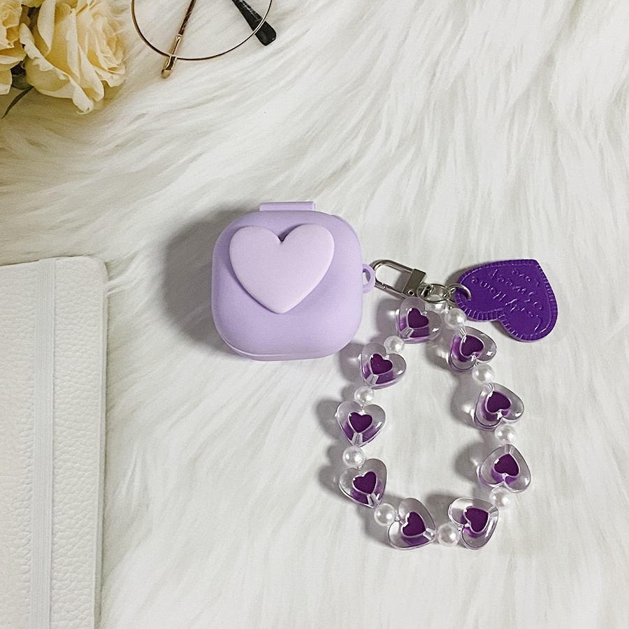 Ốp Điện Thoại Silicon Hình Trái Tim Có Dây Đeo Cho samsung galaxy buds live / buds 2 pro / buds fe galaxy buds2 pro