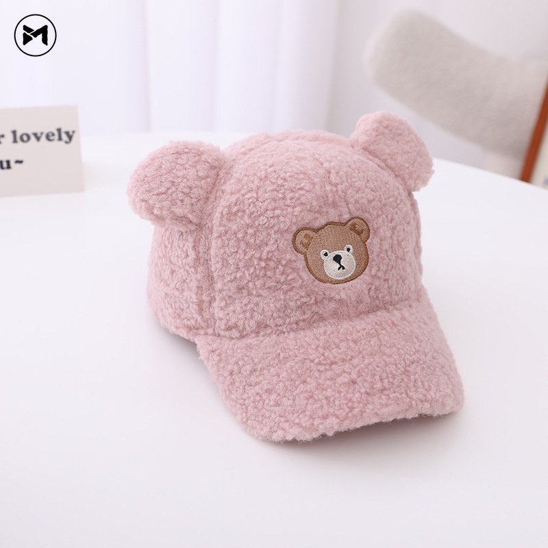 Mũ Lưỡi Trai Lông Cừu Phong Cách Hàn Quốc Thời Trang Thu Đông Cho Bé 3-6 Tuổi