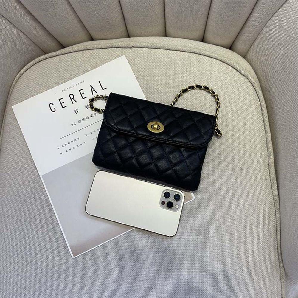 LOMBARD Túi Da PU Đeo Hông Mini Họa Tiết Hình Thoi Đơn Giản Thời Trang Cho Nữ