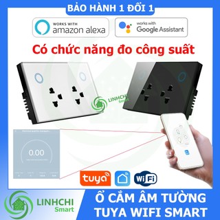 Ổ cắm điện âm tường Tuya WIFI có chức năng đo điện năng tiêu thụ điều khiển từ xa trên điện thoại bằng app tuya smart